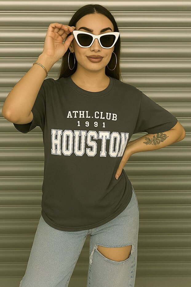 Women Houston Printed Crew Neck T-Shirt