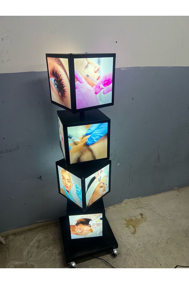 dört tarafı dönen LED ışık kutusu reklam LED baskı Poster dönen tabela - 1