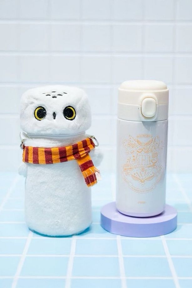 Harry Potter Lisanslı Kapaklı Peluş Hedwig Giydirmeli Termos (330ml) - - 1