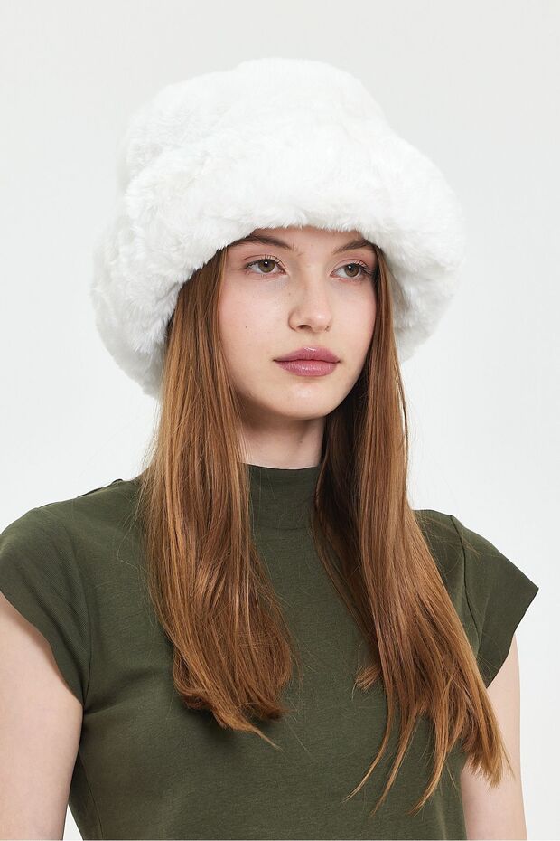 Cupcake Winter Women's Trend Plush Cloud Faux Fur Plush Bucket Hat (58-60 cm)