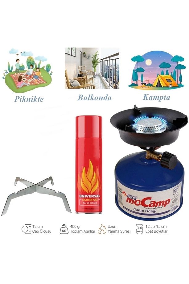 Mini Piknik Tüpü Balkon Ocağı Çakmak Gazı İle Dolum Yapılan Mini Kamp Ocağı İksa Çakmak Gazlı - 3