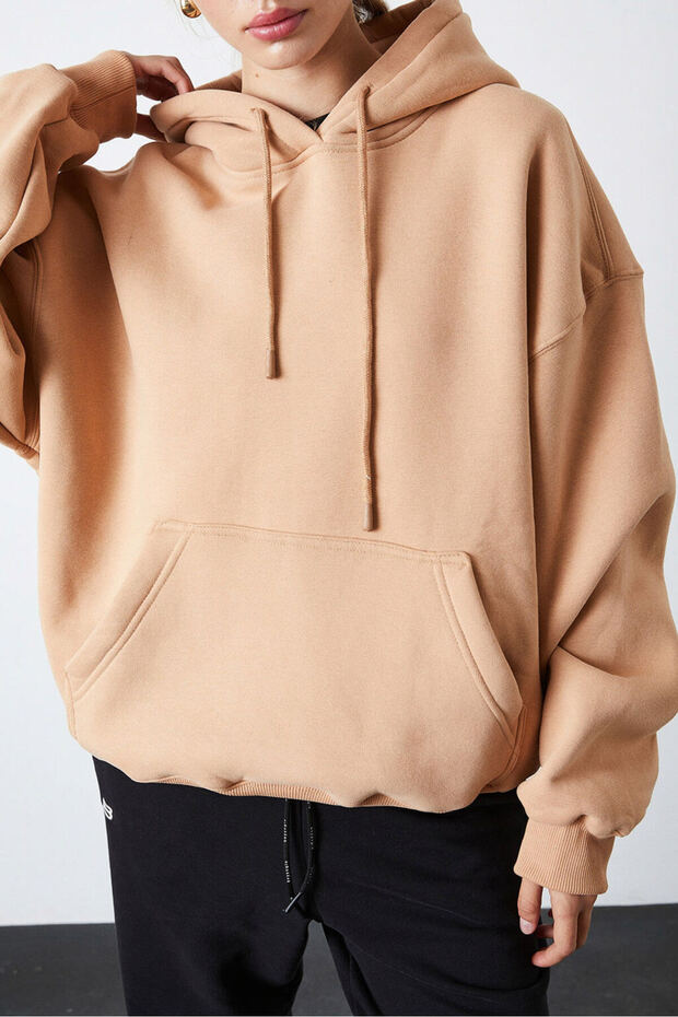 Baskılı Kapşonlu Sweatshirt - 4