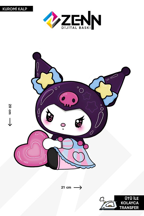 Kuromi Kalp Ütü İle Yapışan Dtf Baskı - 1