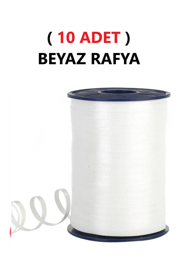 (10 Pieces) 200 Meters Rabant White Raffia Ribbon Ribbon
