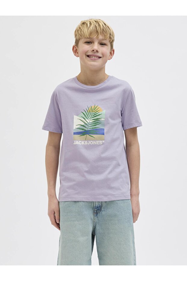 Jack Jones Jjbarbados Tee Ss Crew Neck Jnr Kids Purple Tshirt