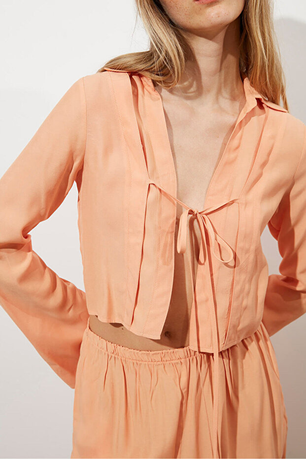 Tensel Bağlamalı Bluz - 4