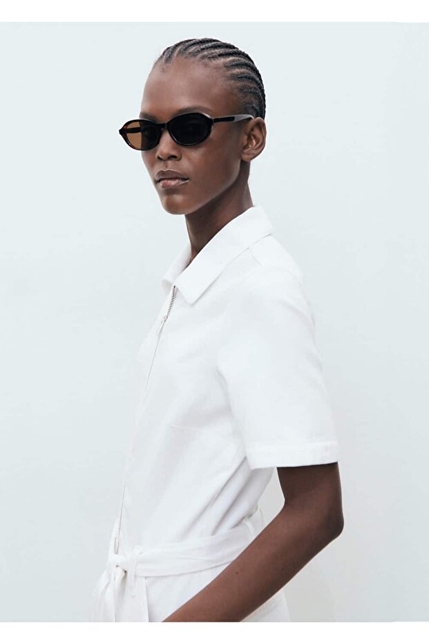 Kemerli denim tulum - 6