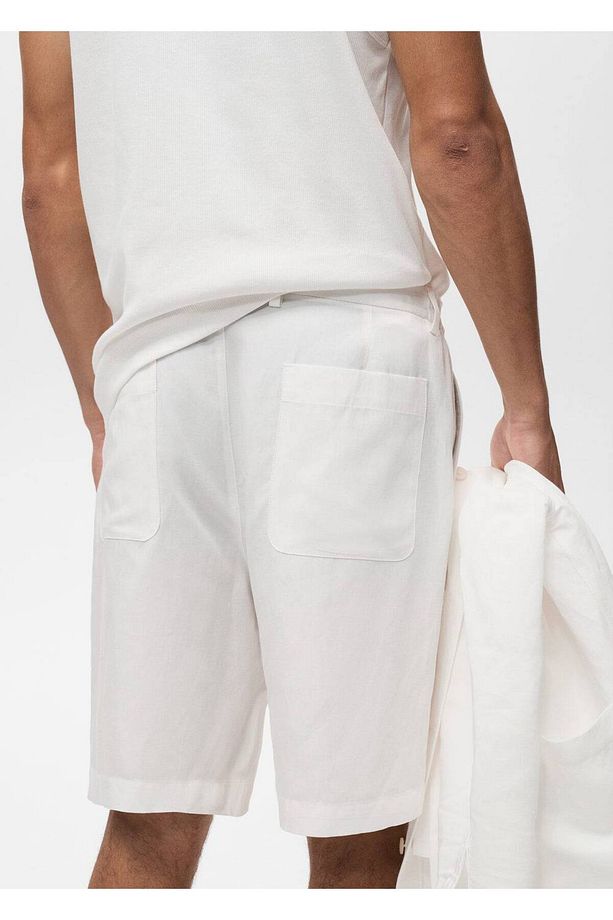 Slim Fit Lyocell Keten Bermuda Şort - 7