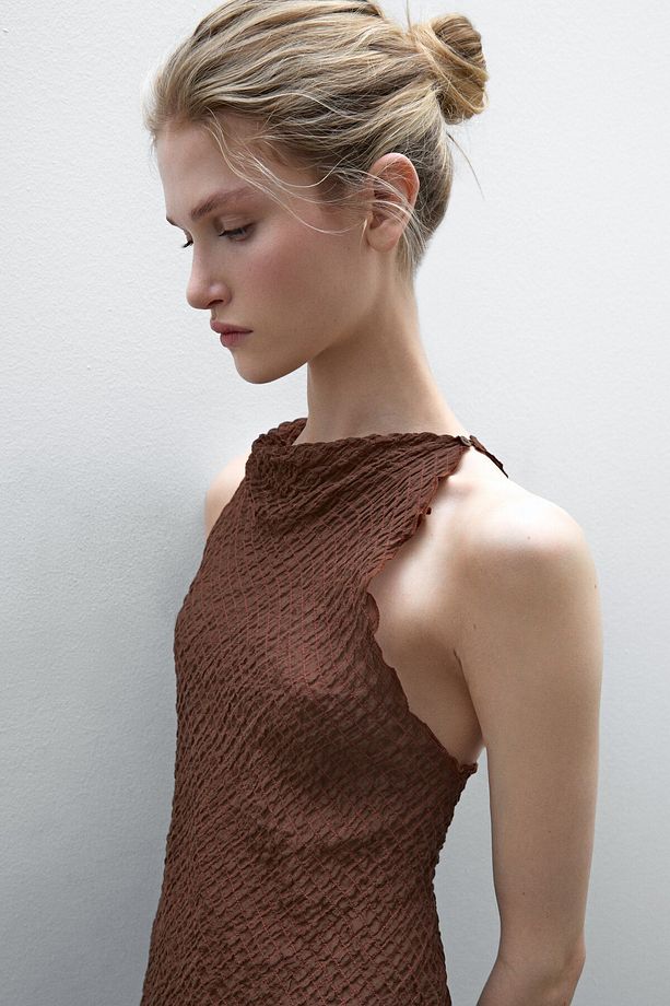 Dökümlü drape yaka top - 3