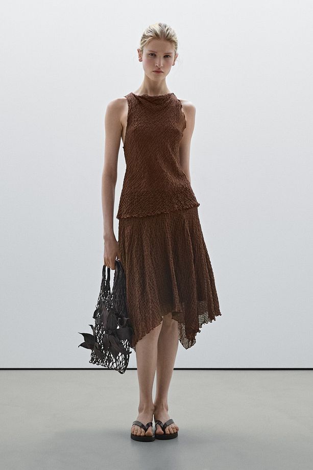 Dökümlü drape yaka top - 1