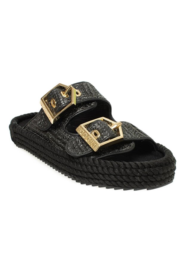Sydney-Z Wicker Black Women's Slippers
