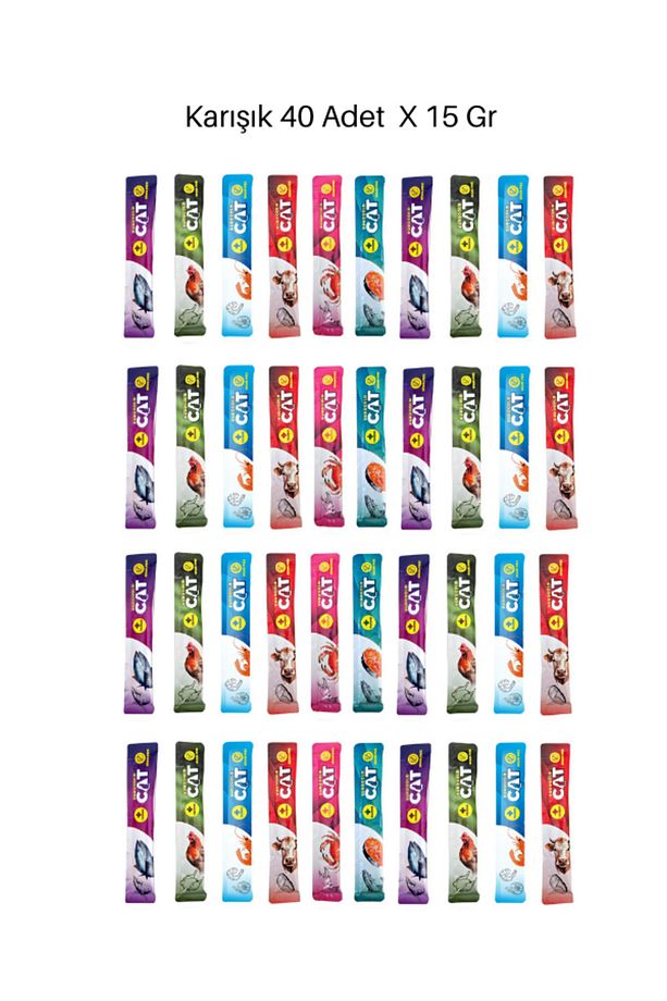 Creamy Cat Mix Karışık Krema Sıvı Kedi Ödül Maması 40 Adet X 15 GR - 1