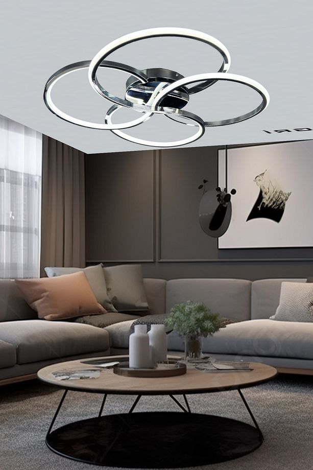 Lavinia 3 Renk Krom Salon Led Avize Ledli Avize Büyük Salon Avizesi Kumandasız - 1