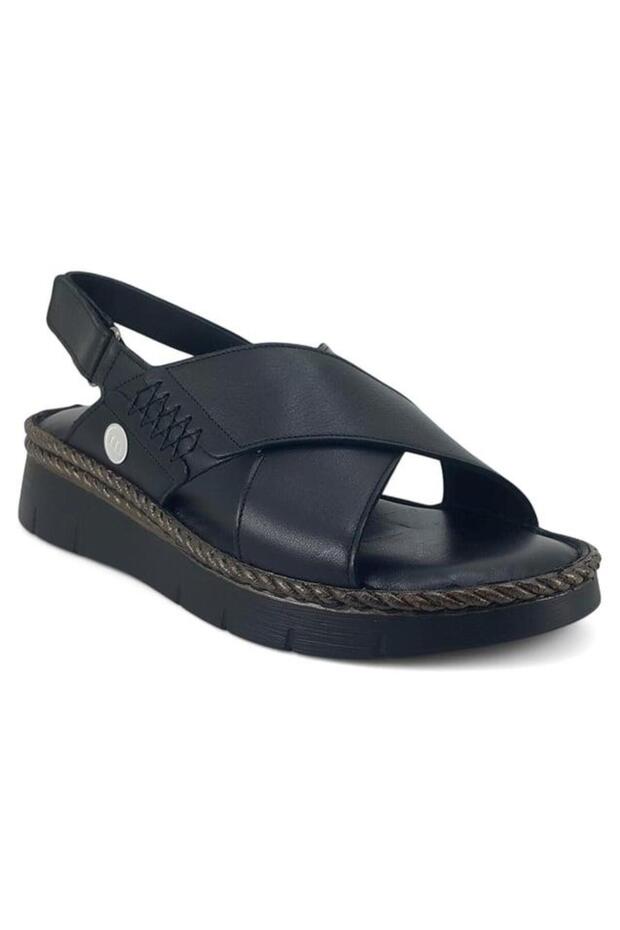 2515 Genuine Leather Daily Women's Sandals-Black