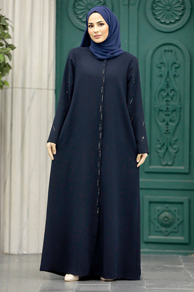 Zippered Navy Blue Hijab Ferace 625L
