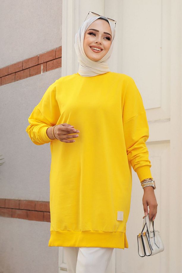 Sarı Tesettür Tunik 30644SR - 3