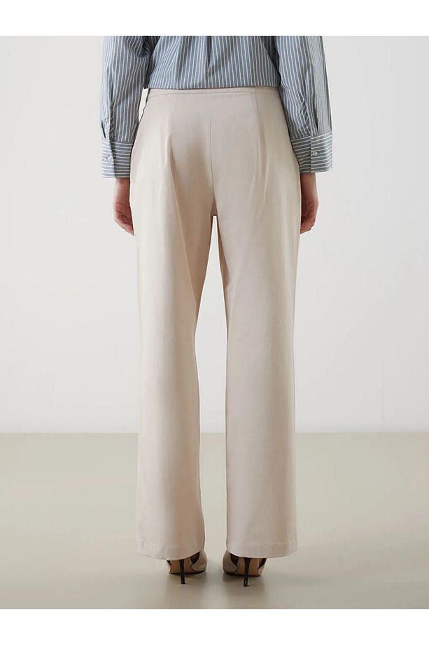 LCW Modest Ekru Loose Fit Gabardin Kadın Pantolon - 4
