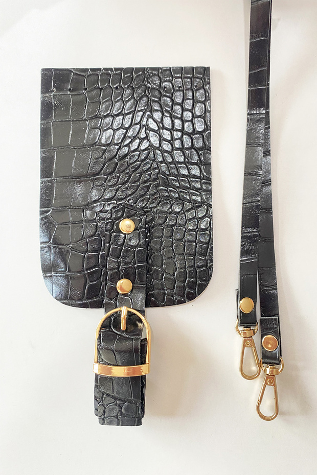 Leather Patterned Mobile Phone Bag Kit Small Size with Clip