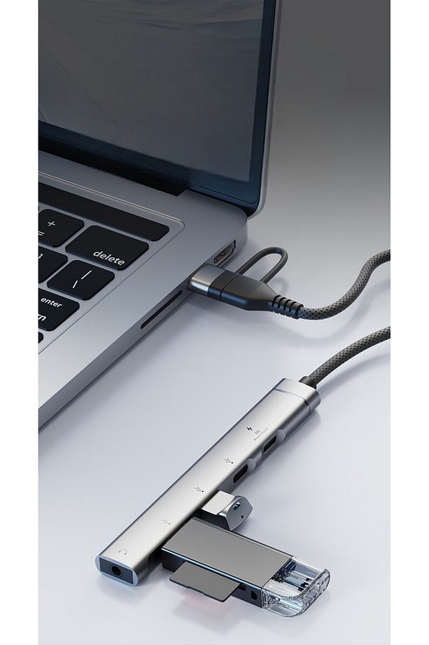 iPhone 11/12/13/14/15 Plus/16 Pro Max Uyumlu Type-C/Lightning To USB/Type-C/3.5mm Jack Çevirici HUB - 2