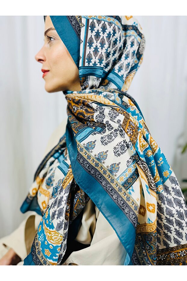 Premium Square Retro Pattern Soft Cotton Shawl - Capture a Peaceful and Stylish Style with Ethnic Pattern - 3