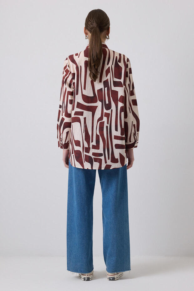 DESENLİ OVERSIZE GÖMLEK - 5