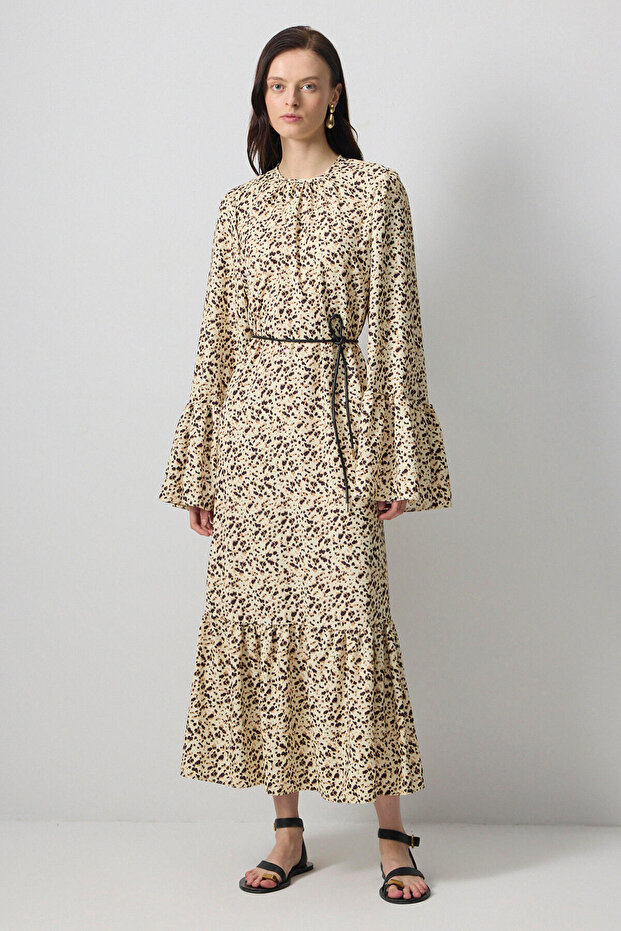 Leather Belt Patterned Dress