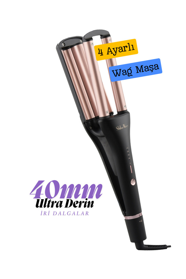 Shibowavy Wag Maşa 4 Ayarlı Siyah Renk ULTRA DERİN İri Dalgalar (32MM/34MM/37MM/40MM AYARLANABİLİR ÖZELLİKLİ)