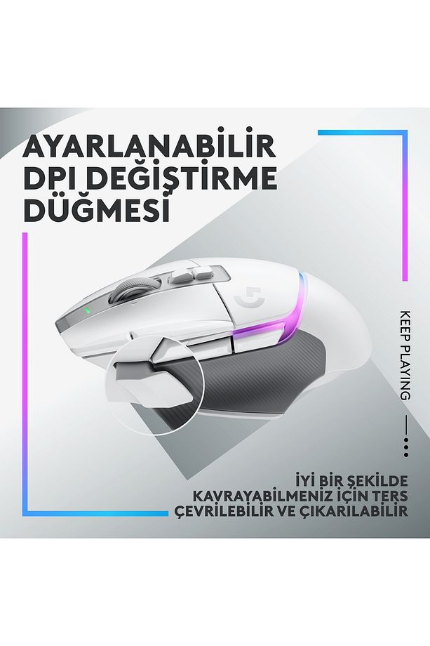 G G502 X Plus Kablosuz HERO 25K Sensörlü RGB Aydınlatmalı Oyuncu Mouse - Beyaz - 7