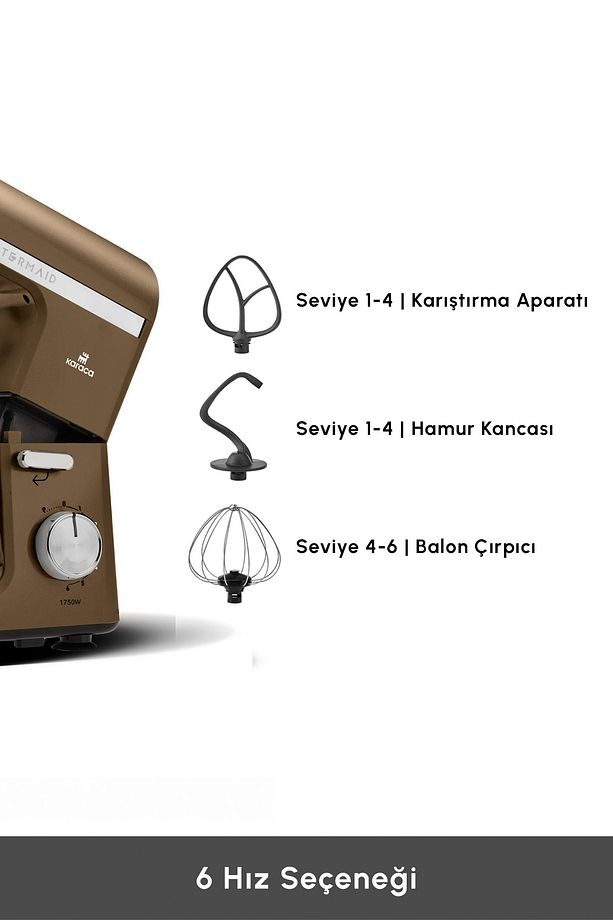 Mastermaid Chef Pro Çift Kollu Stand Mikser Walnut Brown 1750 W - 8