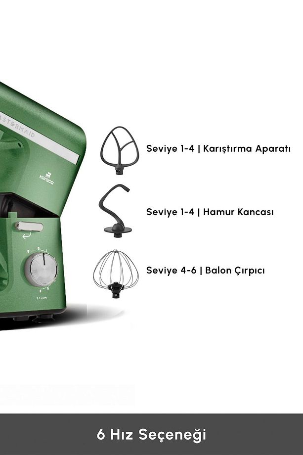 Mastermaid Chef Pro Çift Kollu 1750W Stand Mikser Emerald Green - 8