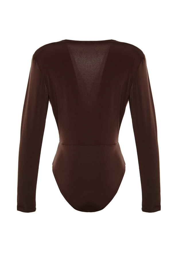 Kahverengi Kruvaze Yaka Örme Body TPRAW22BD0161 - 8