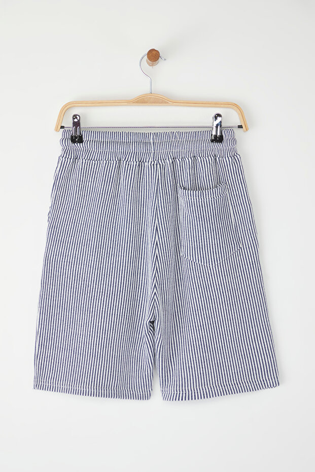 Lacivert Çizgili Regular/Normal Kesim Şort TMNSS24SR00065 - 10
