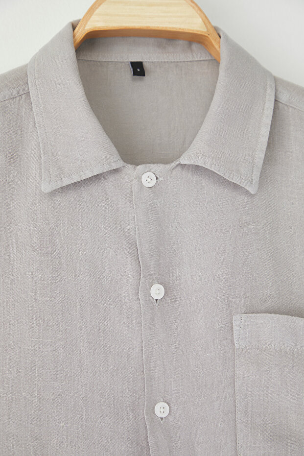 Taş %100 Keten Regular Fit Gömlek TMNSS25GO00056 - 8