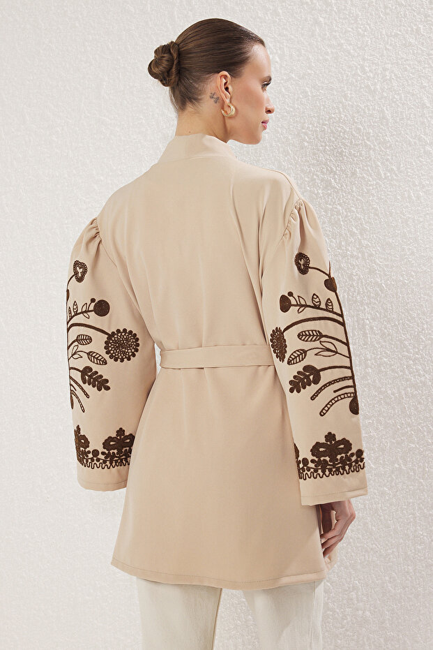 Taş Dokuma İşlemeli Kap & Ferace & Kimono TCTSS24KF00018 - 5
