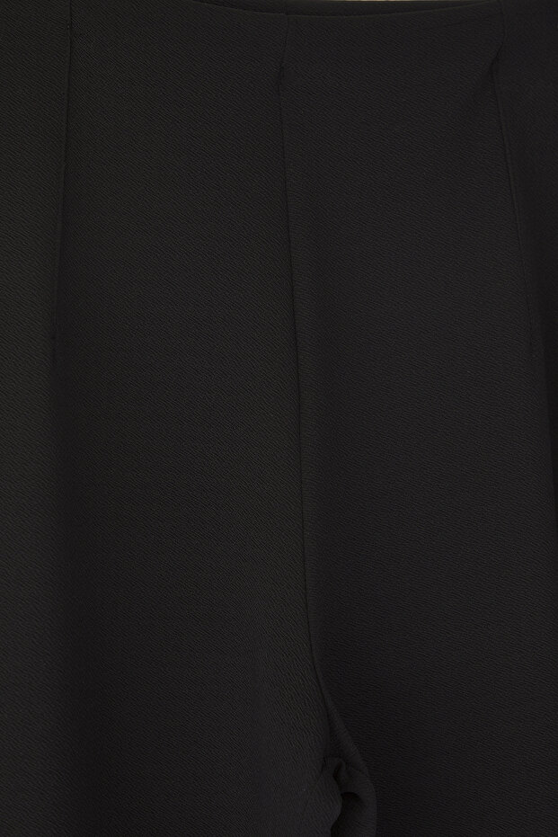 Siyah Culotte Fit Kesik Detaylı Yüksek Bel Örme Büyük Beden Pantolon TBBSS25AR00041 - 6