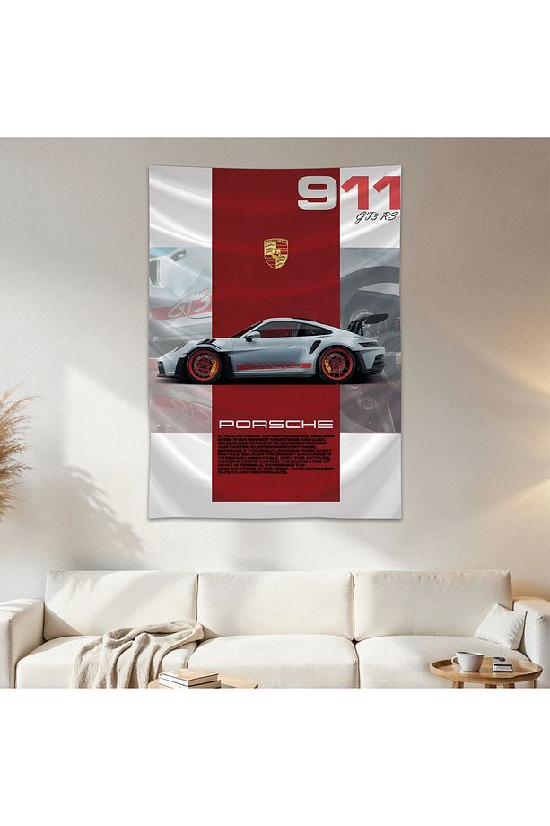 Porsche Duvar Örtüsü Duvar Halısı Birinci Kalite Saten Kumaş Poster - 1