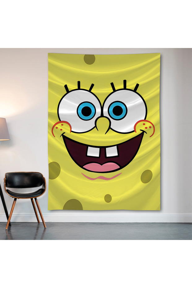 Sponge Bob Sünger Bob Duvar Örtüsü Duvar Halısı Birinci Kalite Saten Kumaş Poster - 2