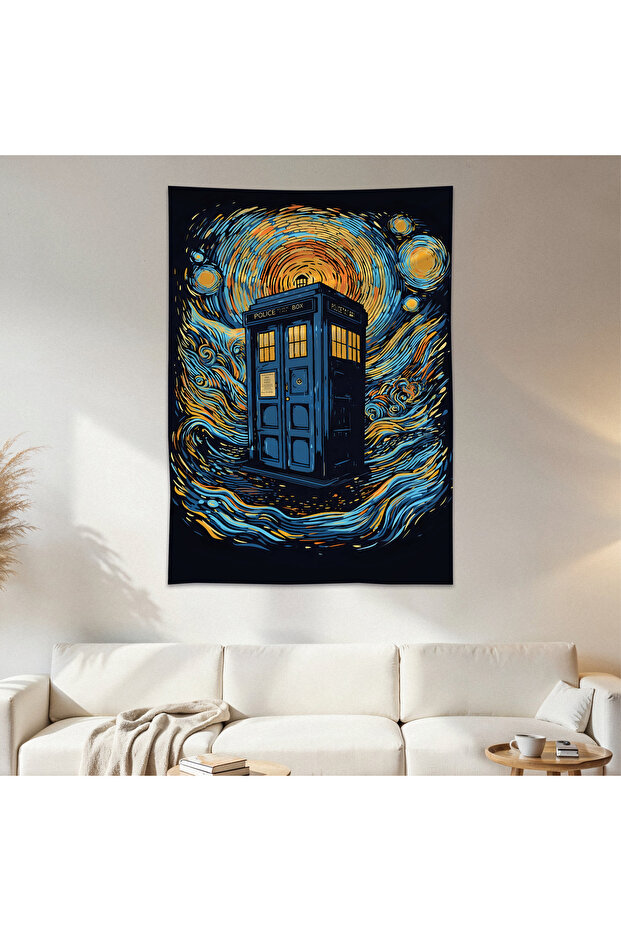 Doctor Who Van Gogh Wall Cloth Wall Tapestry First Quality Satin Fabric Poster
