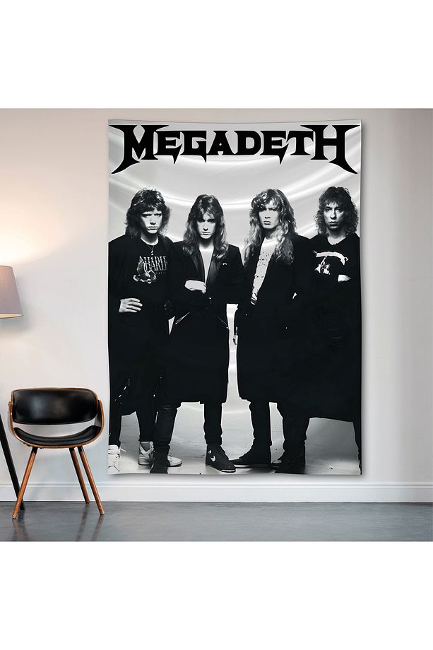 Megadeth Duvar Örtüsü Duvar Halısı Birinci Kalite Saten Kumaş Poster - 2