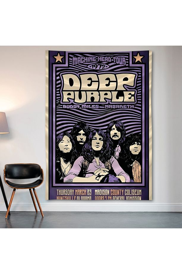 Deep Purple Duvar Örtüsü Duvar Halısı Birinci Kalite Saten Kumaş Poster - 2