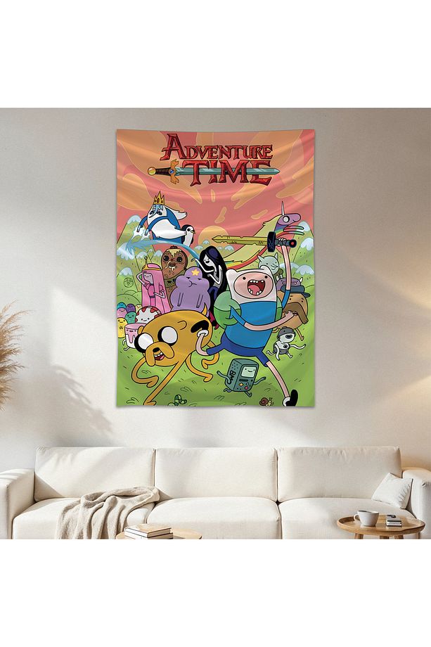 Adventure Time Duvar Örtüsü Duvar Halısı Birinci Kalite Saten Kumaş Poster - 1