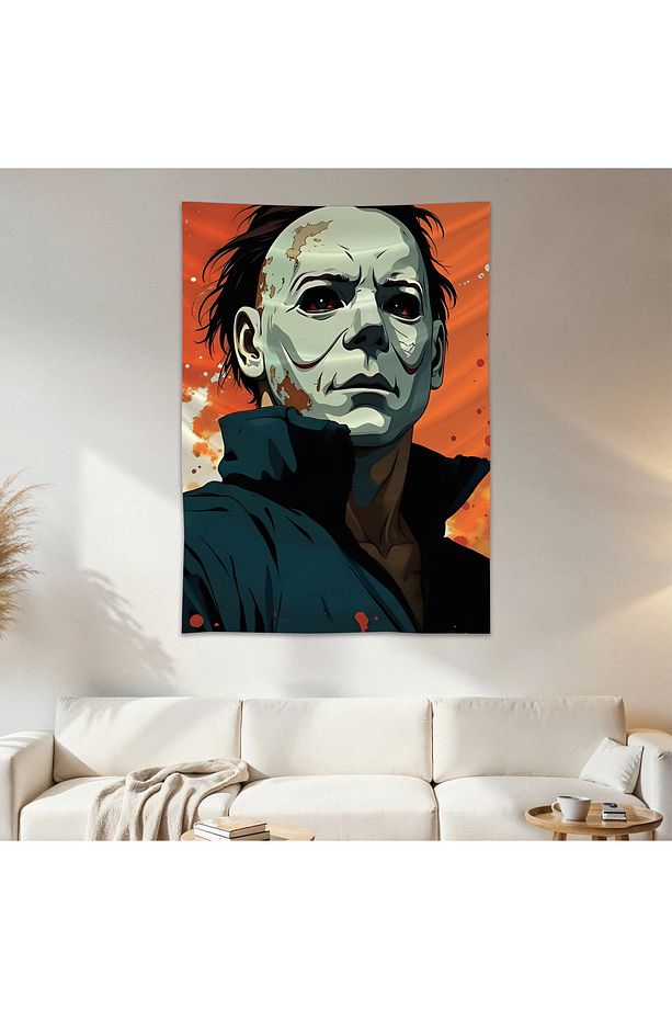 Michael Myers Hallooween Duvar Örtüsü Duvar Halısı Birinci Kalite Saten Kumaş Poster - 1
