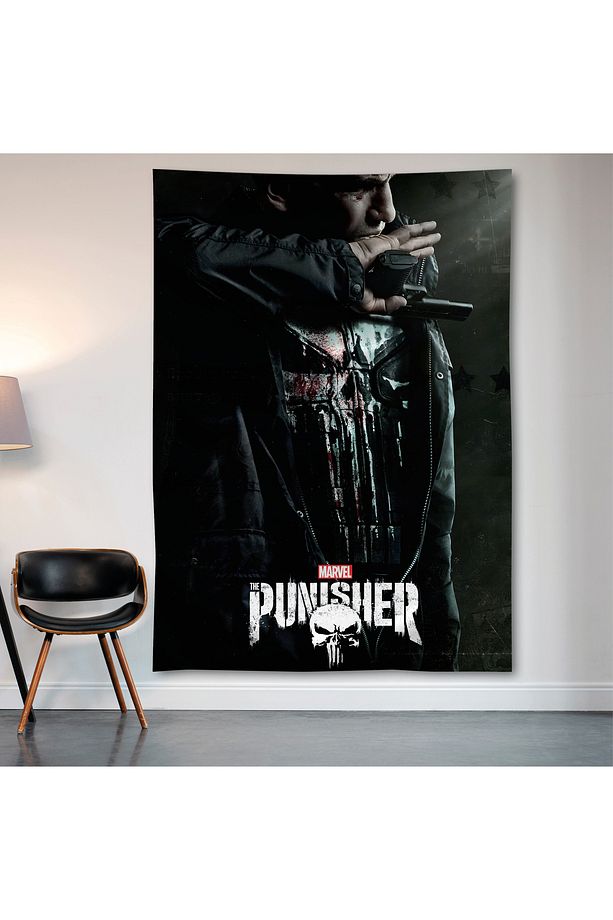 Punisher Duvar Örtüsü Duvar Halısı Birinci Kalite Saten Kumaş Poster - 2