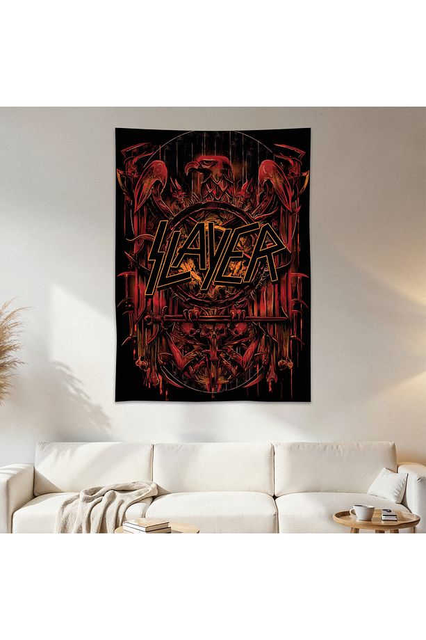 Slayer Duvar Örtüsü Duvar Halısı Birinci Kalite Saten Kumaş Poster - 1