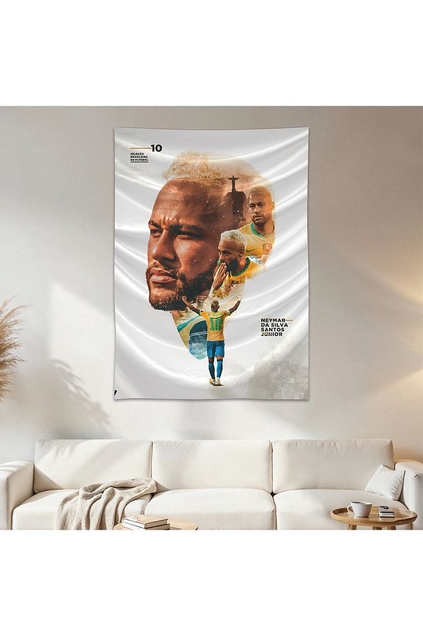 Neymar Jr. Duvar Örtüsü Duvar Halısı Birinci Kalite Saten Kumaş Poster - 1