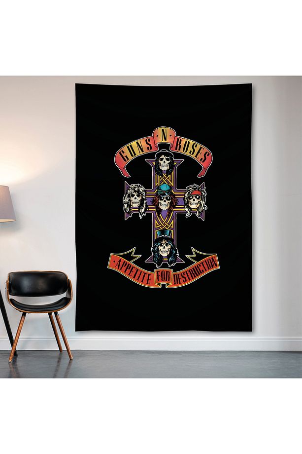 Guns N Roses Duvar Örtüsü Duvar Halısı Birinci Kalite Saten Kumaş Poster - 2