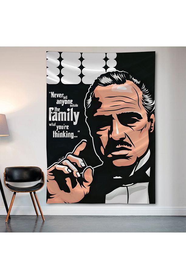 The Godfather Duvar Örtüsü Duvar Halısı Birinci Kalite Saten Kumaş Poster - 2