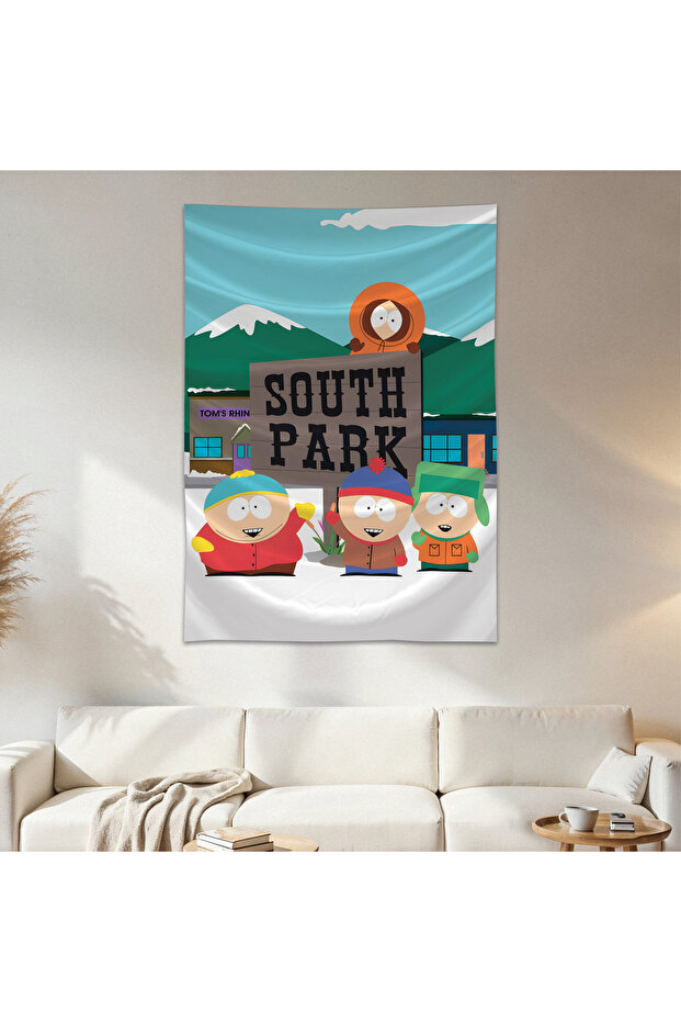 South Park Wall Drape Wall Tapestry First Quality Satin Fabric Poster