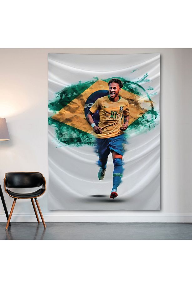 Neymar Jr. Duvar Örtüsü Duvar Halısı Birinci Kalite Saten Kumaş Poster - 2