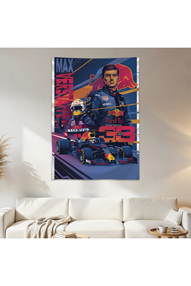 Max Verstappen Wall Drape Wall Tapestry First Quality Satin Fabric Poster